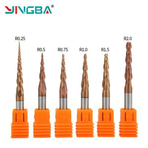 Yingba High Quality CNC Router Machine Carbide 2 Flute Taper Ball Nose End Mill