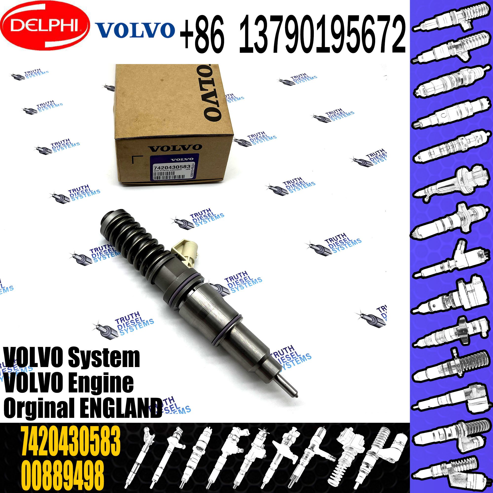 common rail injector 20430583 BEBE4C00101 VOE20430583 for DX12 VOL D12C D12D FH/NH/FM12 fuel injector 74204305