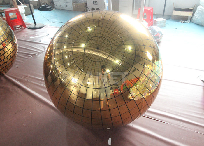 Gold Disco Mirror Ball Advertising Inflatable Mirror Balloon Reflective Inflatable Disco Sphere For Party