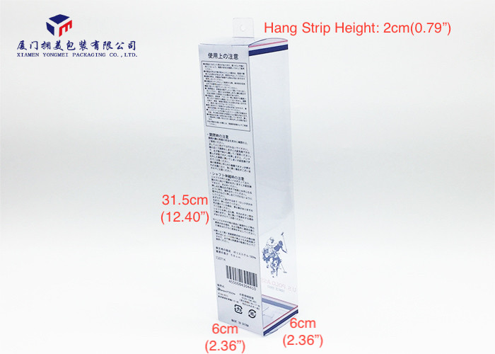 Easily Assembled Clear PVC Hard Plastic Box Packaging With Hang Strip On Top