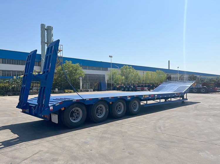 12489 x 2480 x 1530mm 2/3 Axles Carbon Steel Extendable Lowbed Lowboy Flatbed Semi Truck Trailer for Max Payload 20-100 Ton