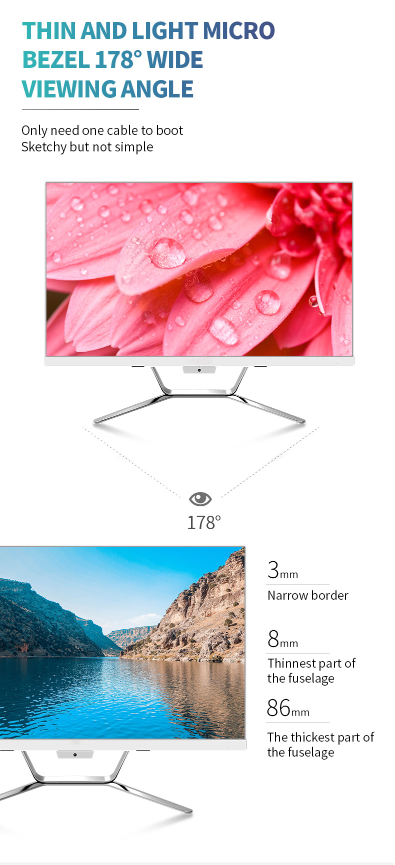 23.8inch I3 3120 Industrial AIO PC For Entertainment