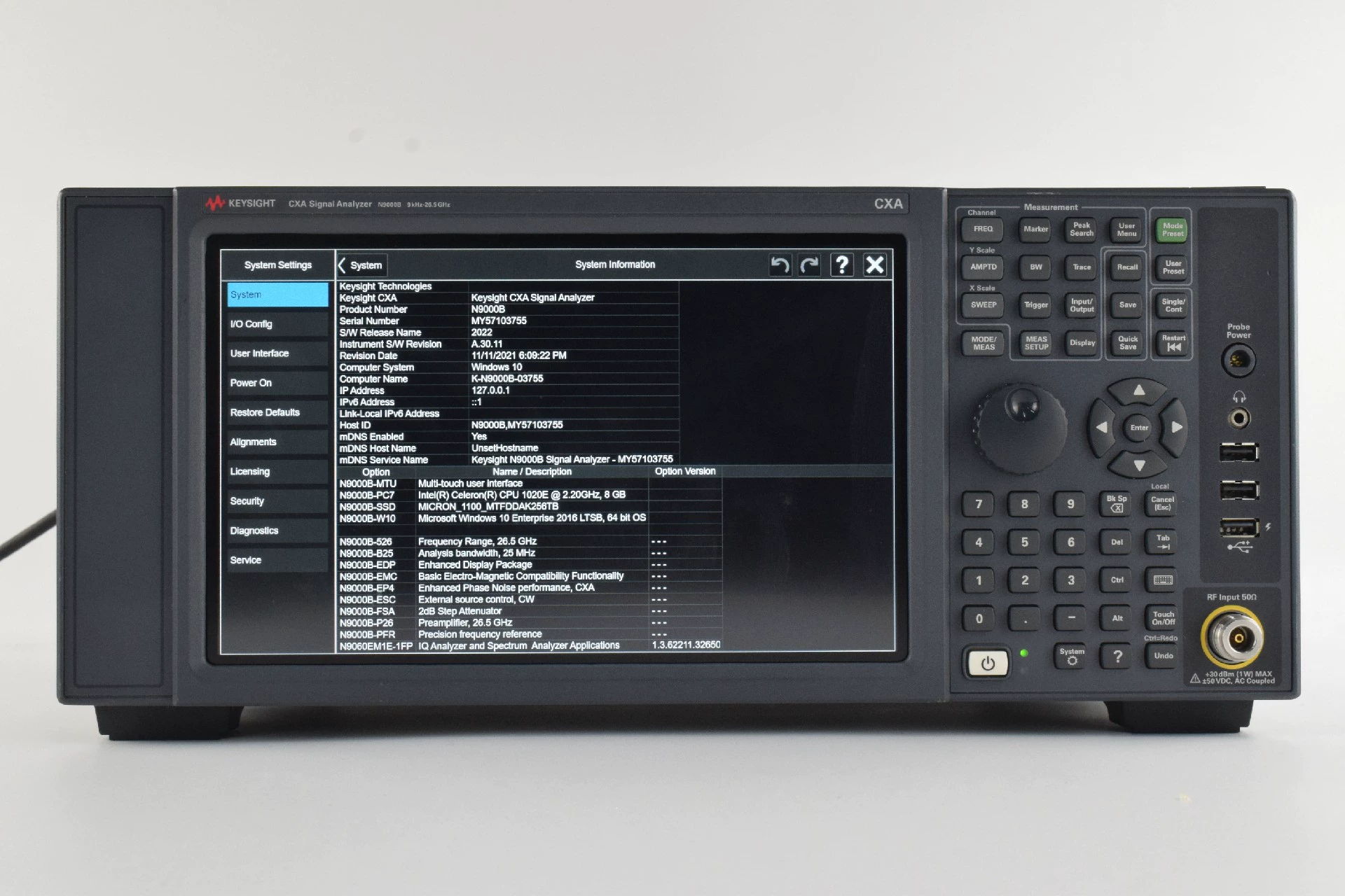  Keysight N9000B — 9 kHz–26.5 GHz Multi-Touch CXA RF Spectrum Analyzer Manufactures