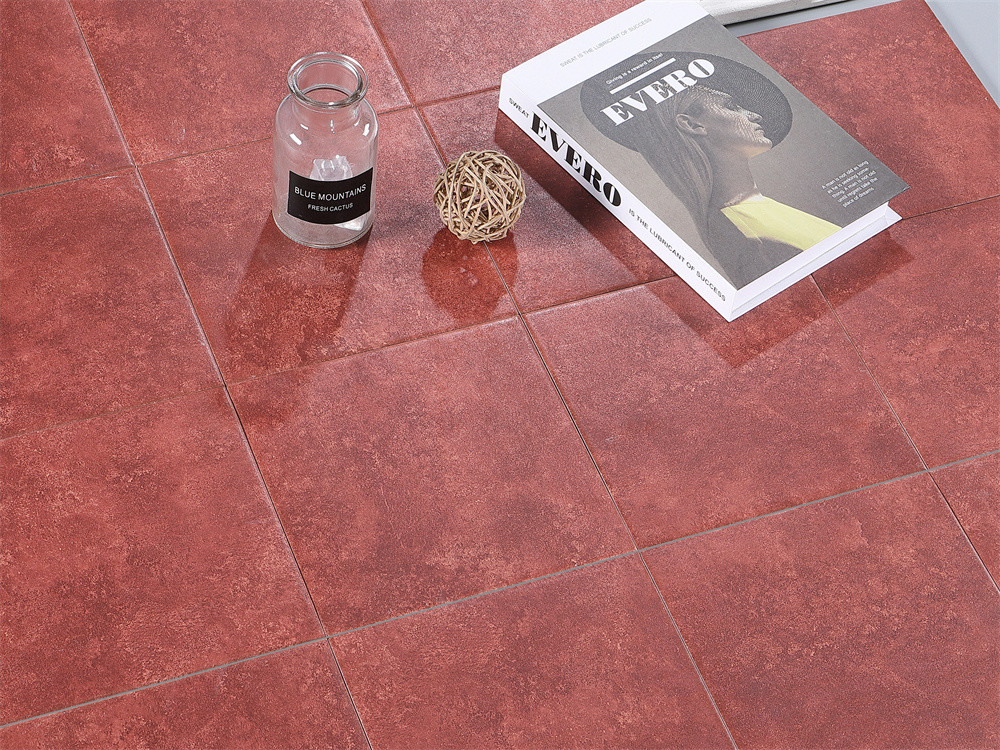 Red Acid-Resistance 200x200mm Interior Floor Ceramic Rustic Tile For Bedroom And Bathroom