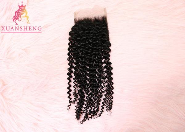 Malaysian 4x4 Lace Closure Grade 10A Virgin Human Lace Hair / Silky Deep Curly