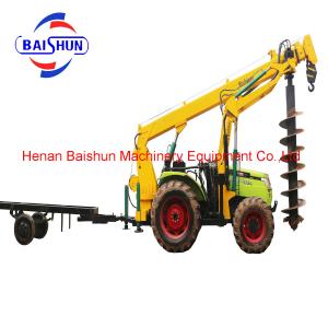 High efficiency electrical power pole installing and erection auger drilling