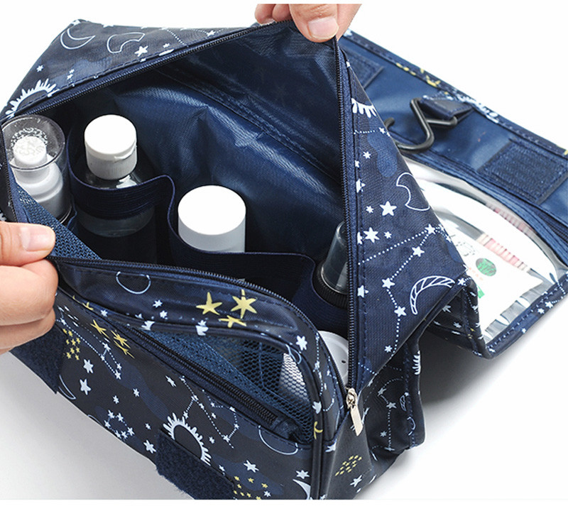 Hanging Large Capacity Digital Printed Folding Makup Organizer Bag