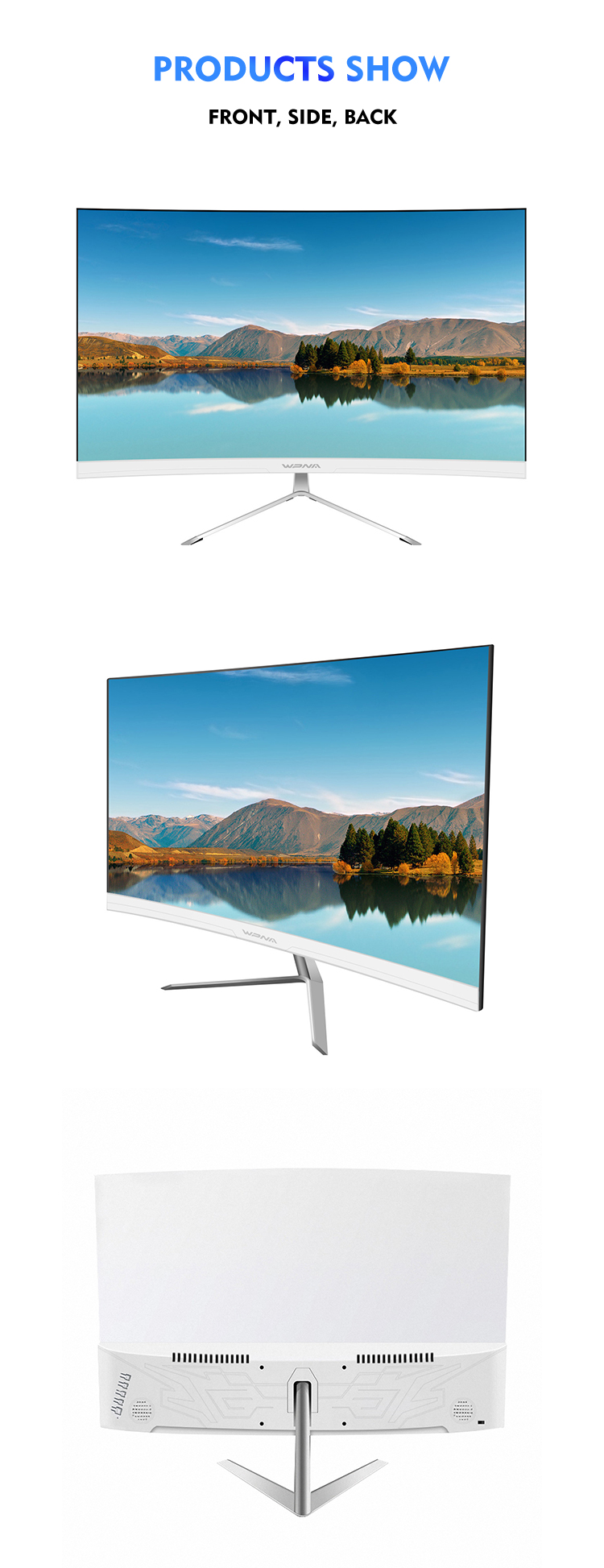 Super Thin Slim Desktop LED LCD Curved Screen Monitor 32'' Full HD With Speaker