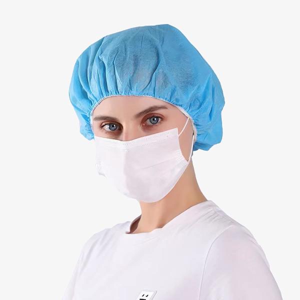 Blue Disposable Nonwoven Bouffant Caps Hair Net Hair Sleeves With Swivel Side
