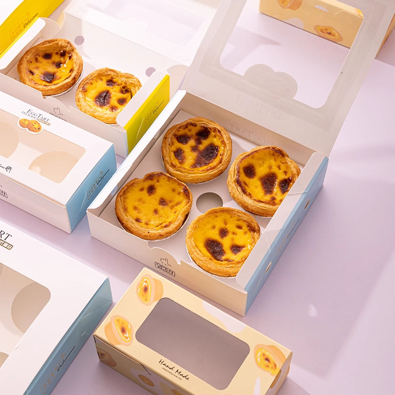 Professional Egg Tart Box Cake Packaging Boxes with Matt Lamination and Offset Printing