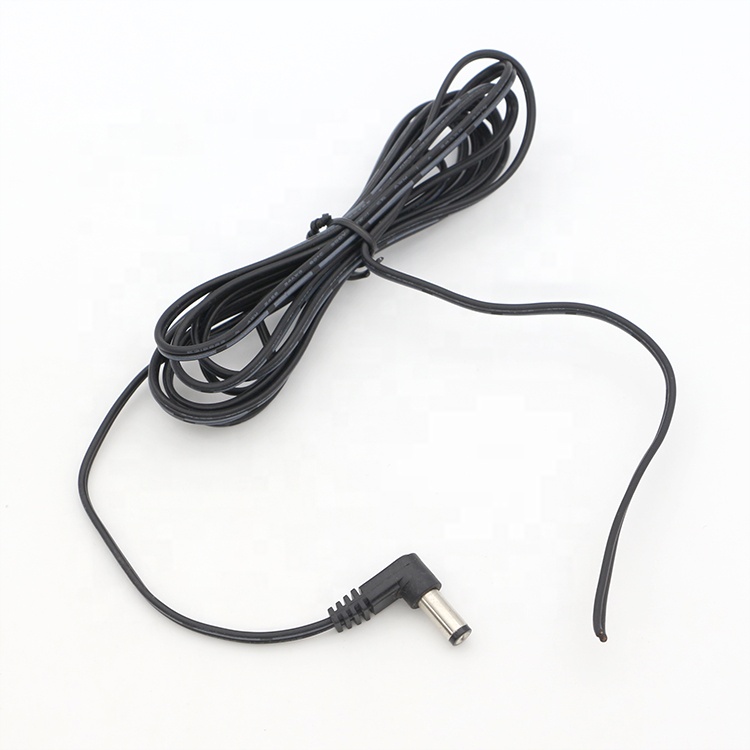 90 Degree Angle DC Barrel Jack 2.1x5.5mm Male Female to Open Pigtail DC Power Cable