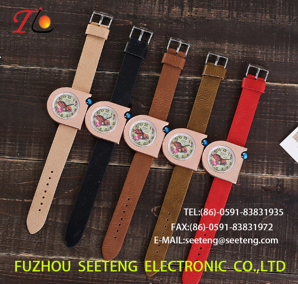 wholesale Pu watch alloy case quartz watch Personality watches fashion watch pu strap cool style