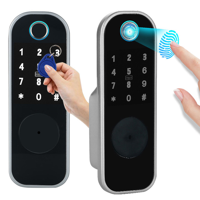 Ttlock Tuya APP Double Sided Fingerprint Lock For Iron Gate Silver Black