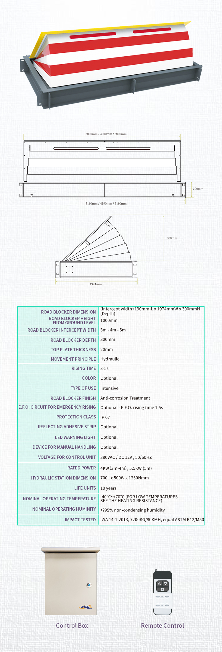 Impact Test Standard Automatic Security Post Automatic Traffic Bollards