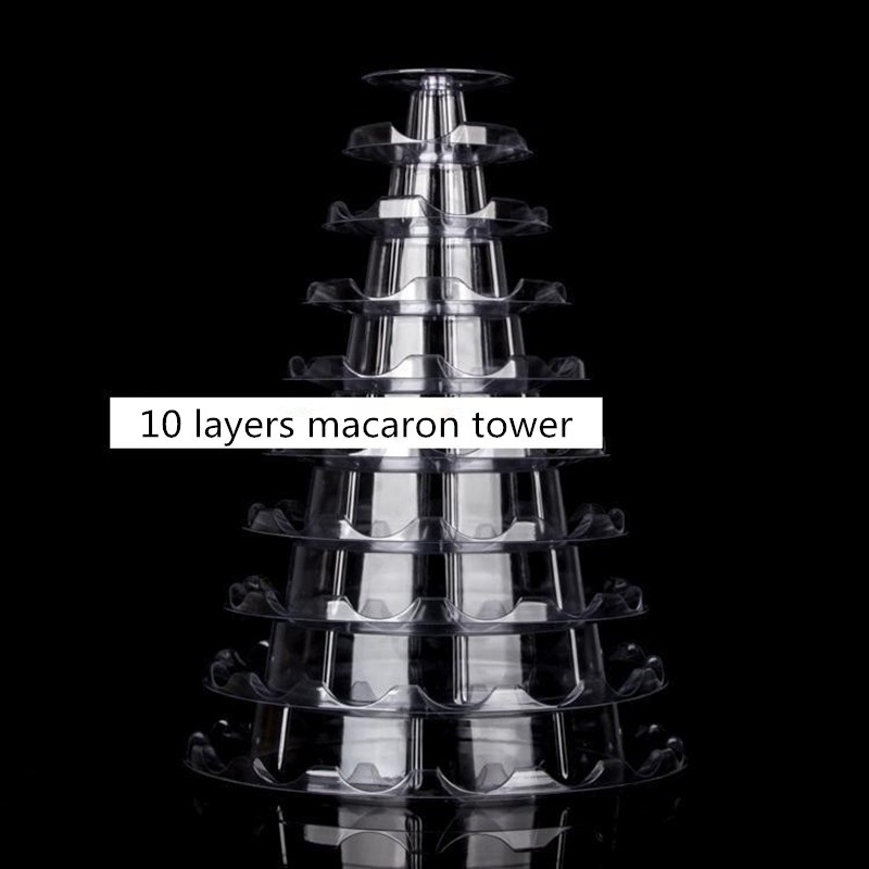 9 Tier Plastic Square Macaron Tower Stand Display For French Takeaway Food Packaging
