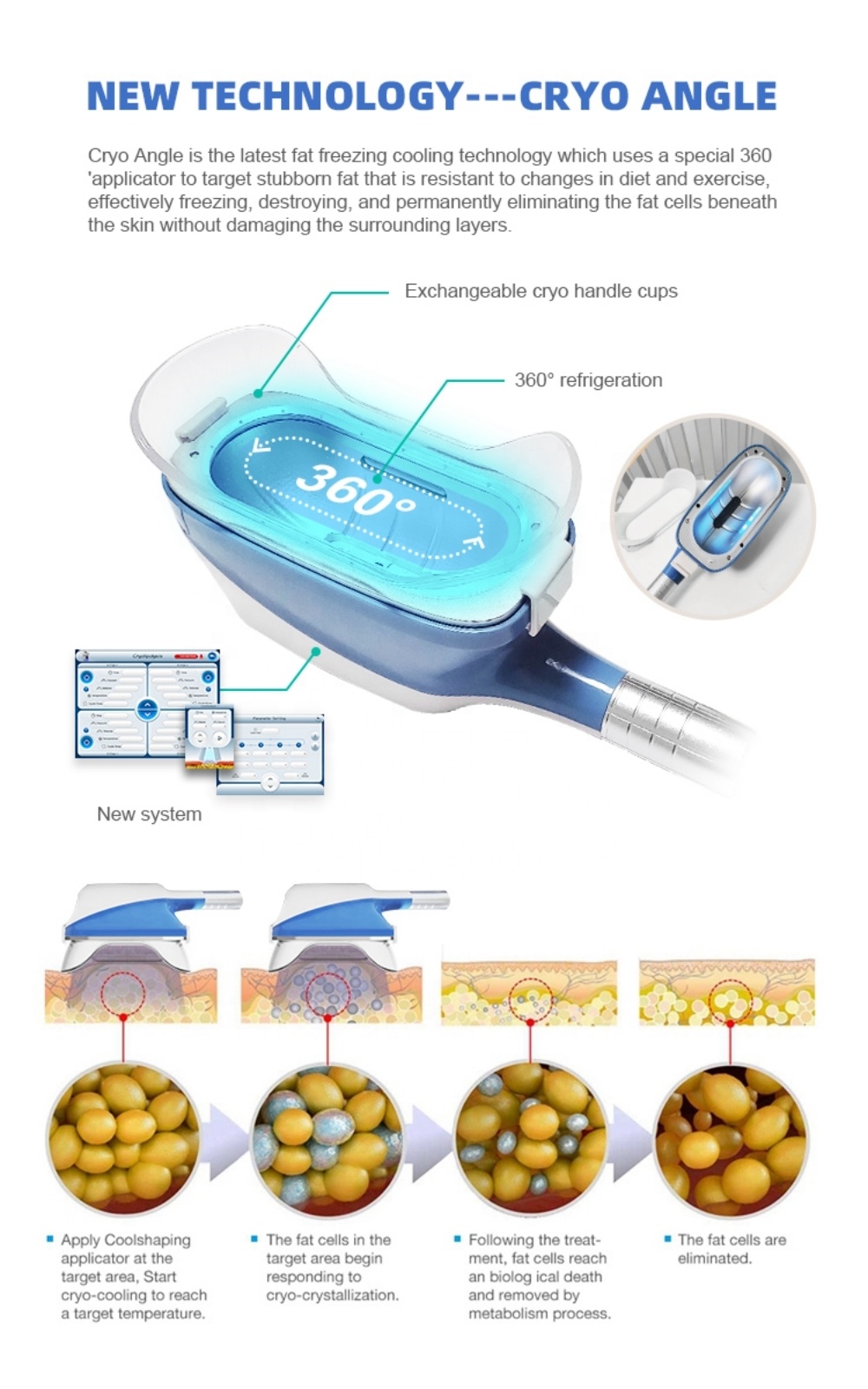 360 Cryolipolysis Slimming Machine RF Vacuum Cavitation Beauty Salon Instrument
