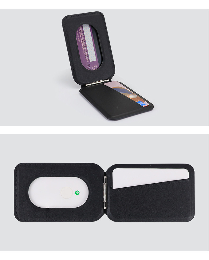 PU Leather MagSafe Wallet Stand Customizable With Embossed Or UV Print Logo