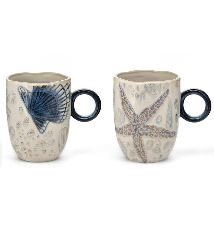 Animal Pattern Decoration Ceramic Mug Cup Cute Handmade Mugs Hand Built Cups