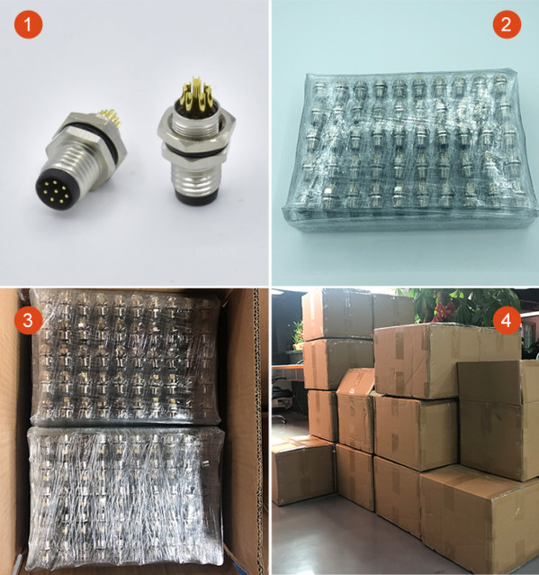 Industrial M12 3 - 17 Pin A B Code Sensor Solder Pcb Screw Thread M8 M12 Wall Mount Connector