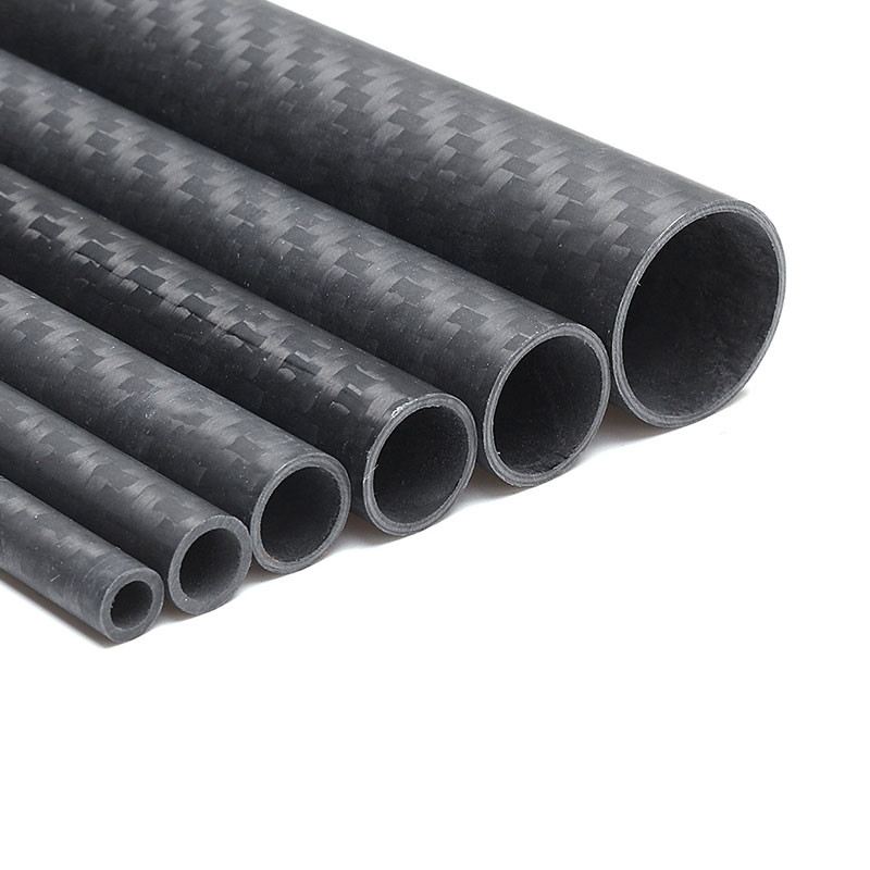 Round 3K Twill Woven Carbon Fiber Tube Roll Wrapped UV Resistant