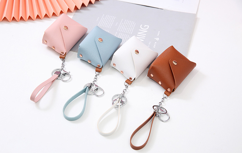 Customized Logo Genuine Leather Minibook Coin Purse for Coin Lanyard Bag