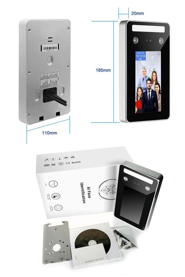 Waterproof Time Attendance Face Recognition Attendance System 5inch for outdoors