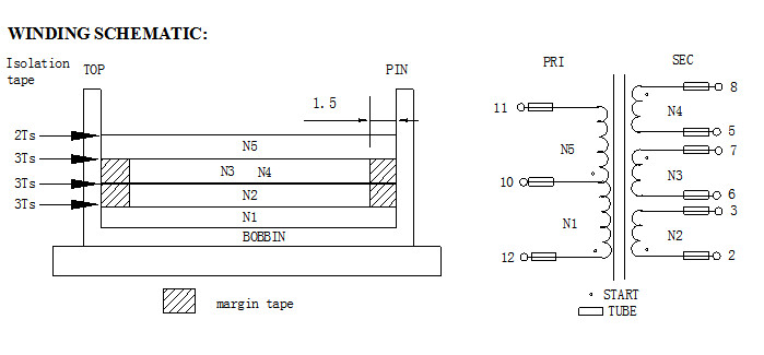 Flyback Wire Copper Foil Small Voltage Transformer , RM12 Small HV Transformer