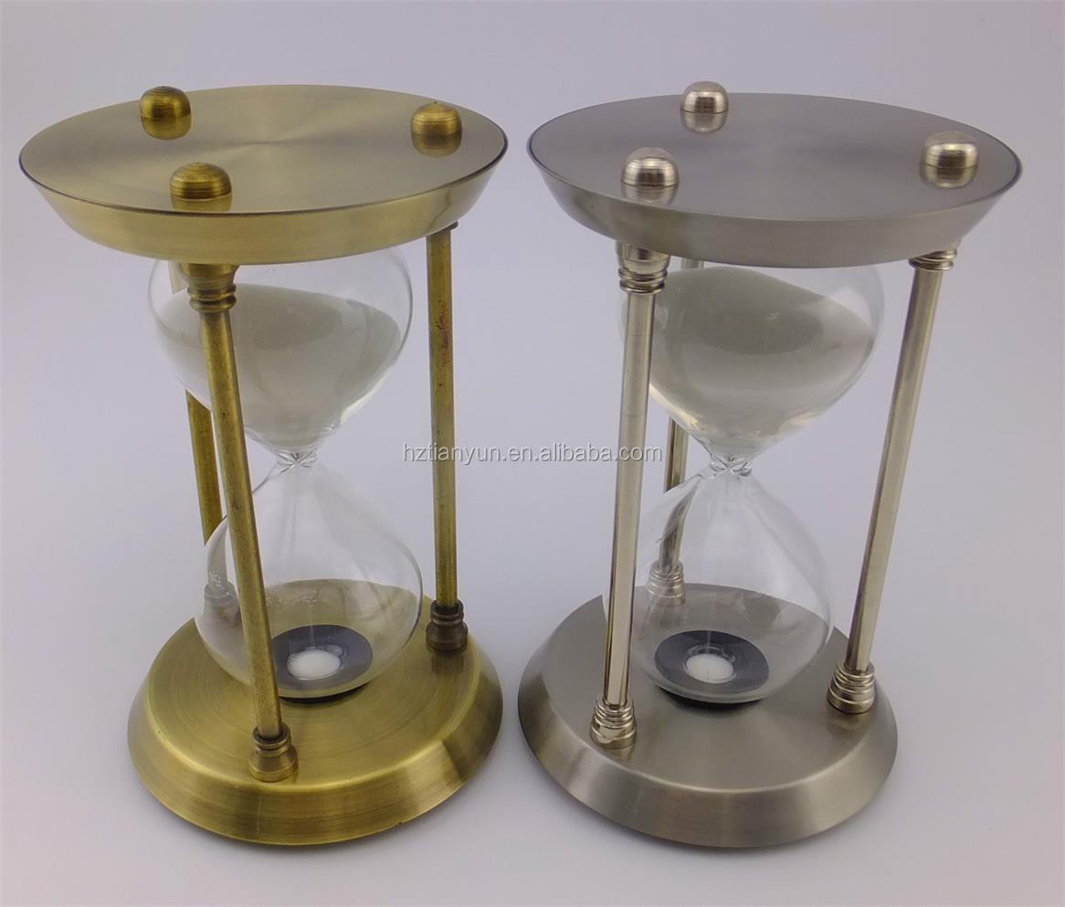 Antique Copper Metal Sand Timer Hourglass 3min 5min 30min For Gift