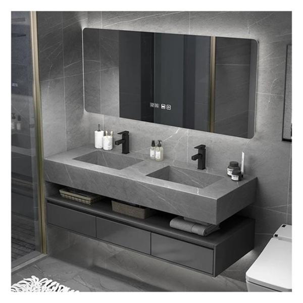 Wall Mounted Modern Design Dark Lacquered Bathroom Cabinet for Apartments and