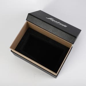 rigid black base and lid gift box with enforcement tray inside and sponge insert