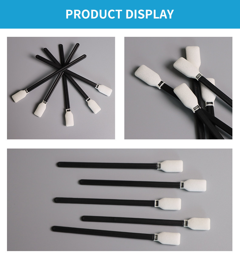 Dust free square rectangle head cleanroom cleaning sponge foam tip swab stick for optical equipment