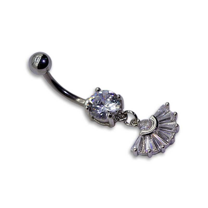 Fan Shape Dangle Silver Belly Button Ring Rhombic surgical steel OEM ODM