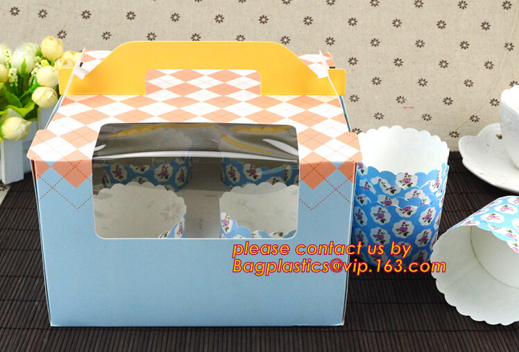 Wholesale custom Paper Cookies packing Cake Box with PVC window,Wholesale Plastic Square Birthday Wedding Packaging Clea