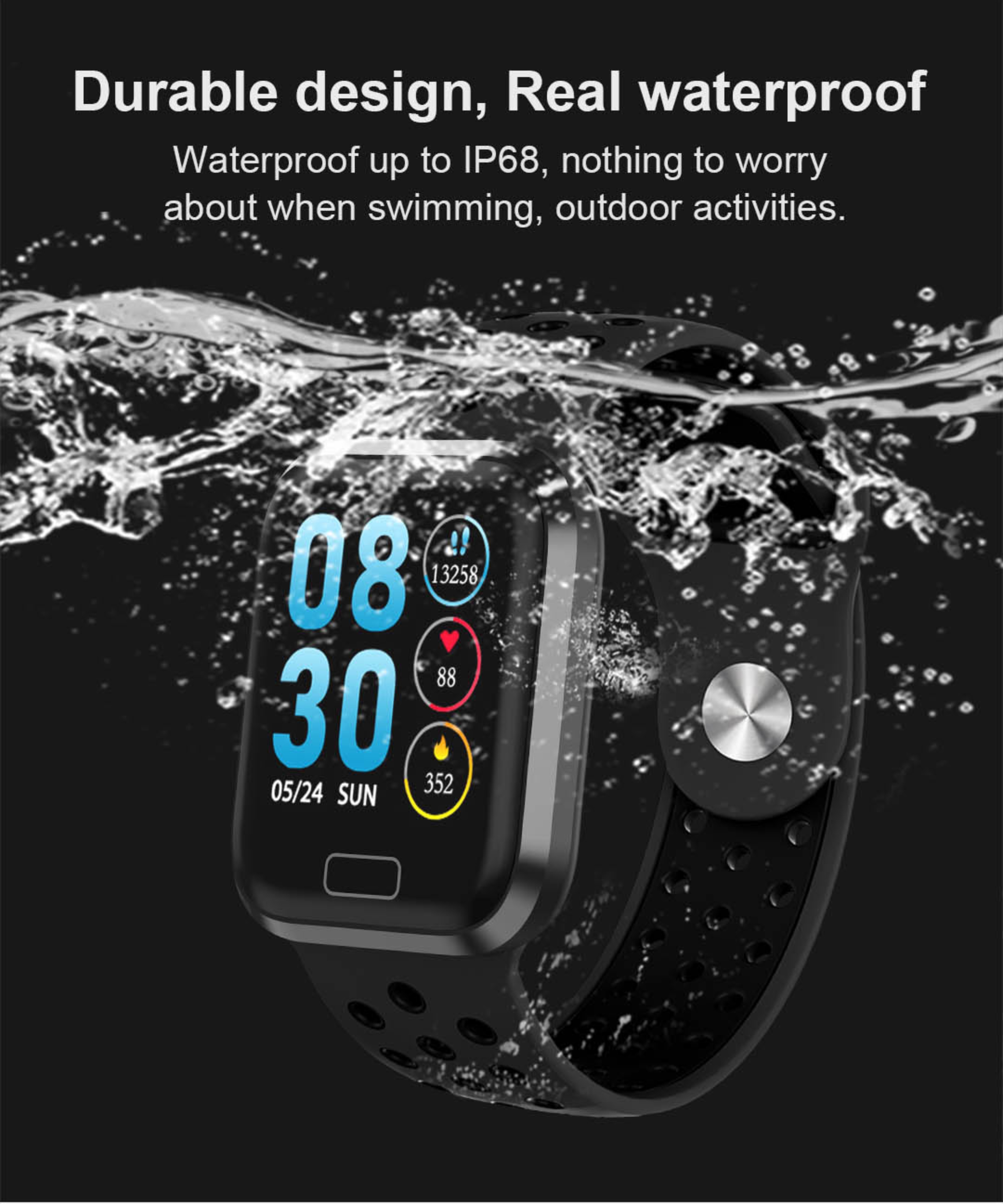170mAh M56 TPU Smart Watch With Alarm Clock Touch Screen CALENDAR Body Temperature