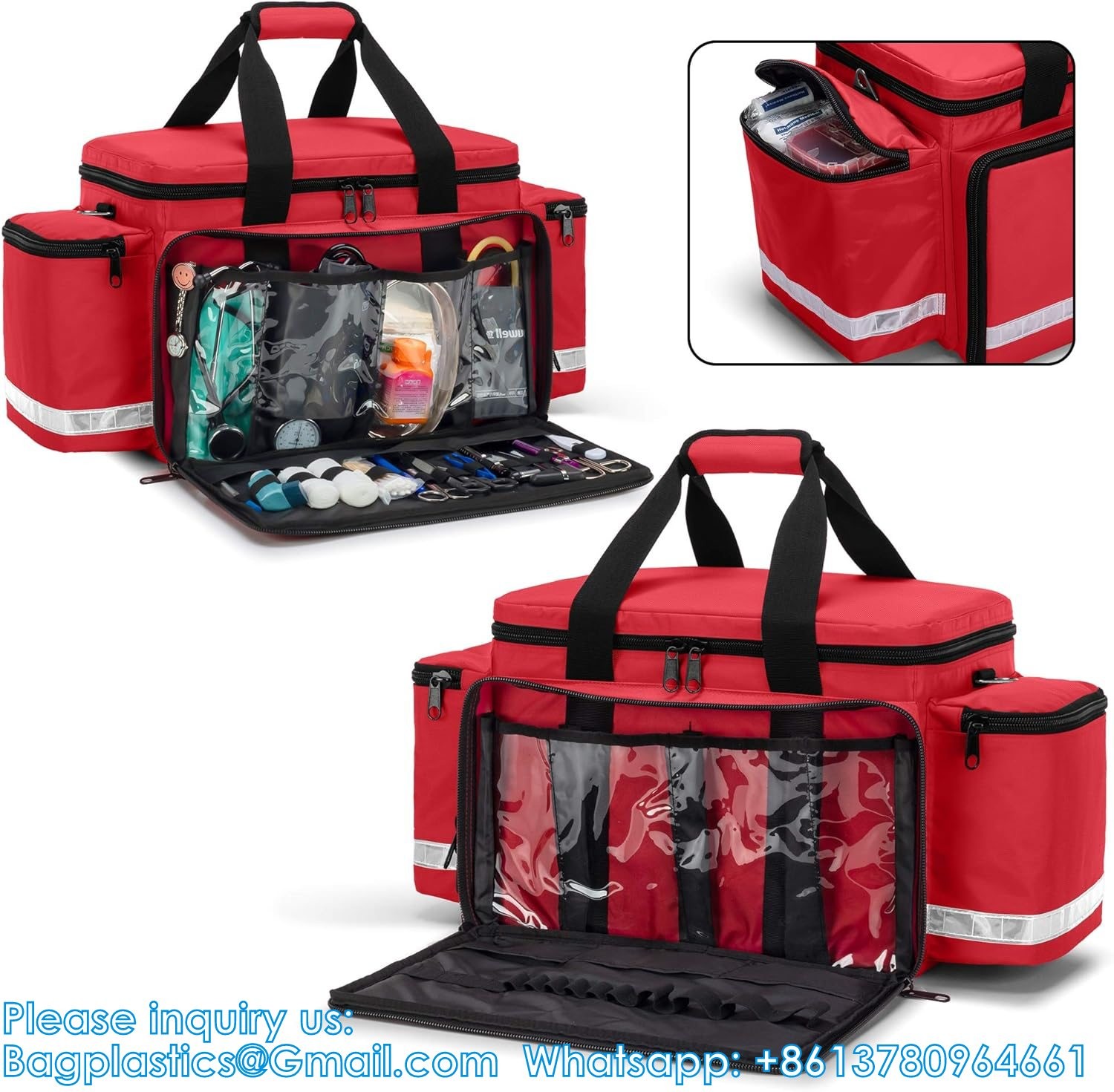 Emergency Responder Trauma Bag Empty, Professional First Aid Kits Storage Medical Bag With Inner Dividers Anti-Scrat