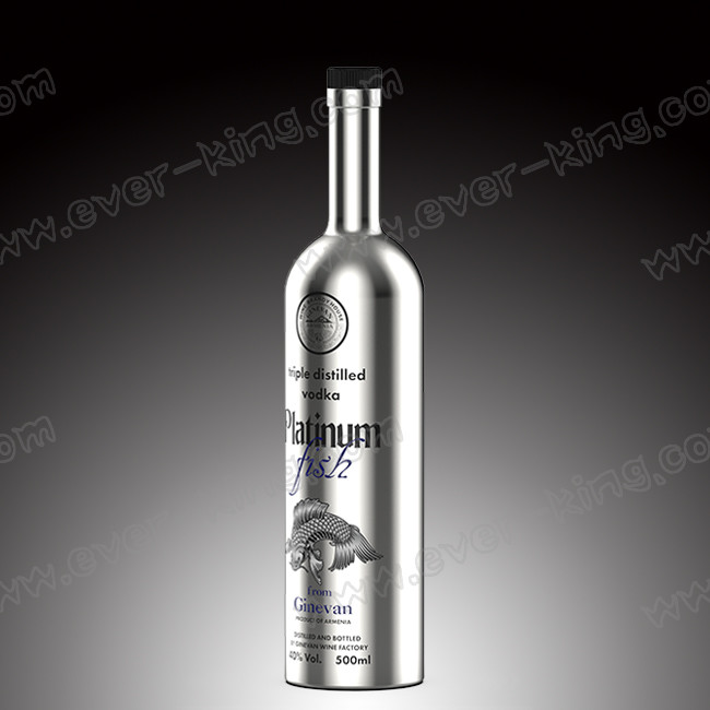 Round Vodka Electroplated Glass Crystal Bottle 500ml With Stopper