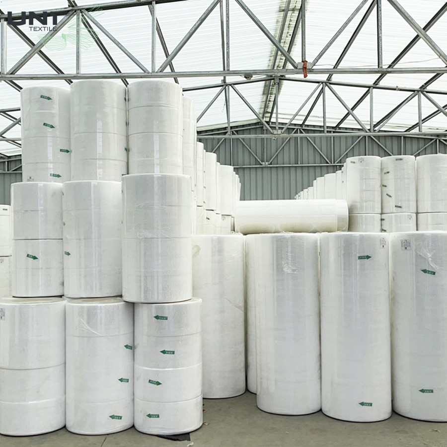 Wide White Smooth Spunlace Nonwoven Fabric For Diapers 1.6m - 2.4m Width