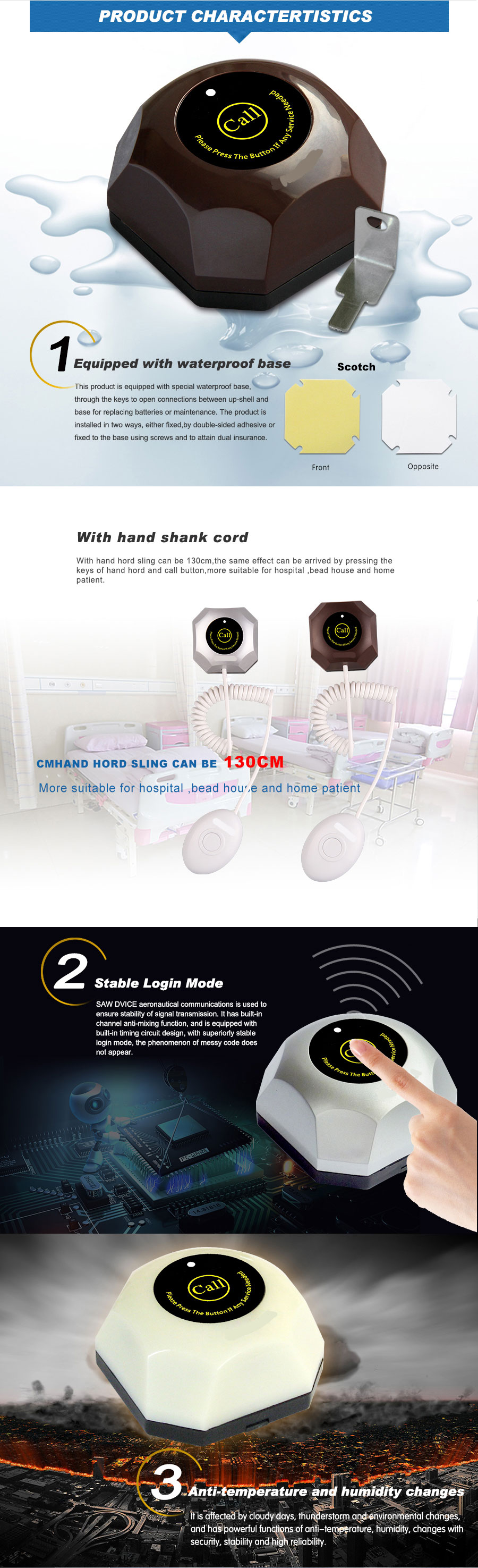 Hospital service call equipment wireless nurse calling system