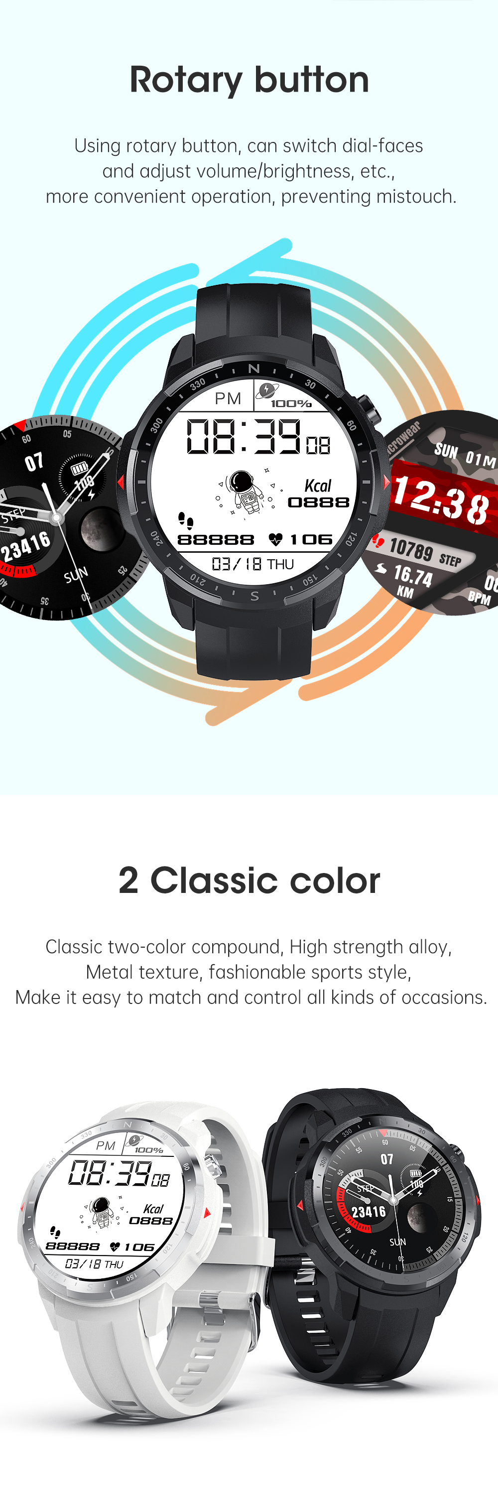 L30 Smart Watch Waterproof IP68 BT3.0 Call 450mAh Long Working Time