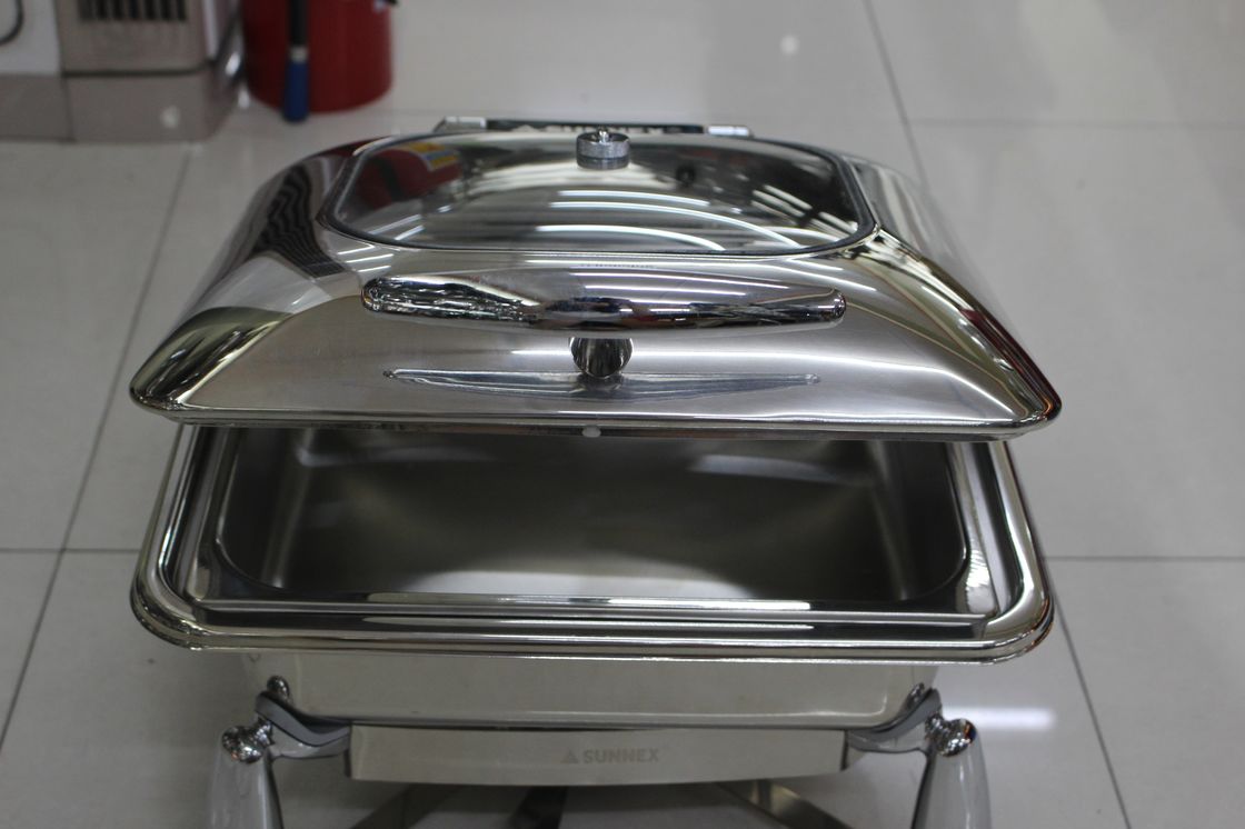 Contemporary Stainless Steel Cookwares / Chafing Dish Buffet Set Rectangular Shape
