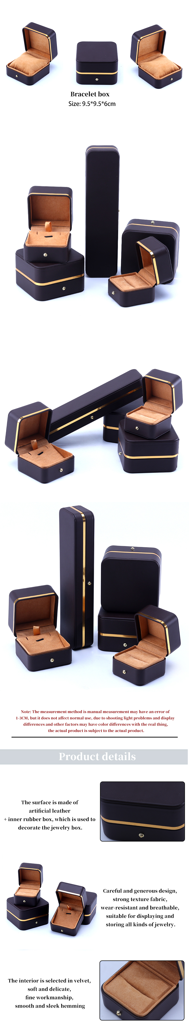 Embossing Logo Grade Leather Jewelry Packaging Box for Bracelet Necklace Watch and Ring