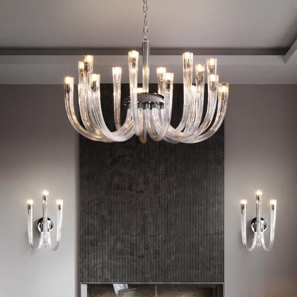Post Modern Light Luxury Flower Glass LED Pendant Light Living Room Dining Room