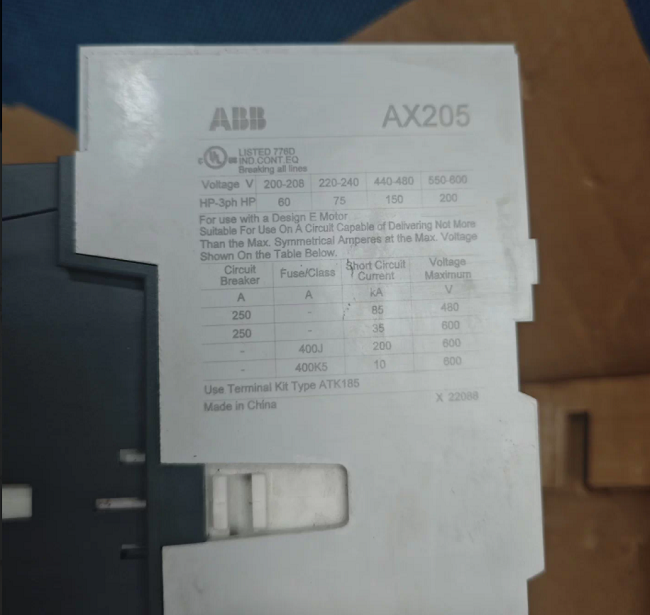 AX205-30 ABB Ac contactor Small medium sized motors load control