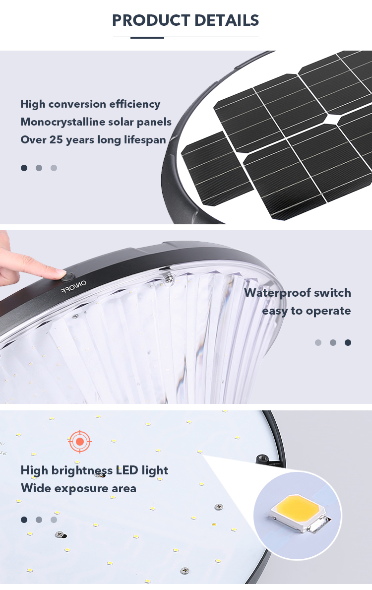 Diamond Shape Garden Solar Pole Light IP65 Weather Resistant For Patio Coutyard Park