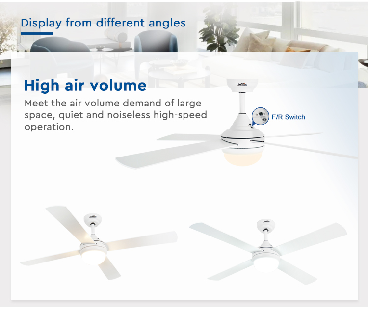 LED Ceiling Fan with Light and AC Motor Stylish Design Support Dimmer 4 MDF Blades