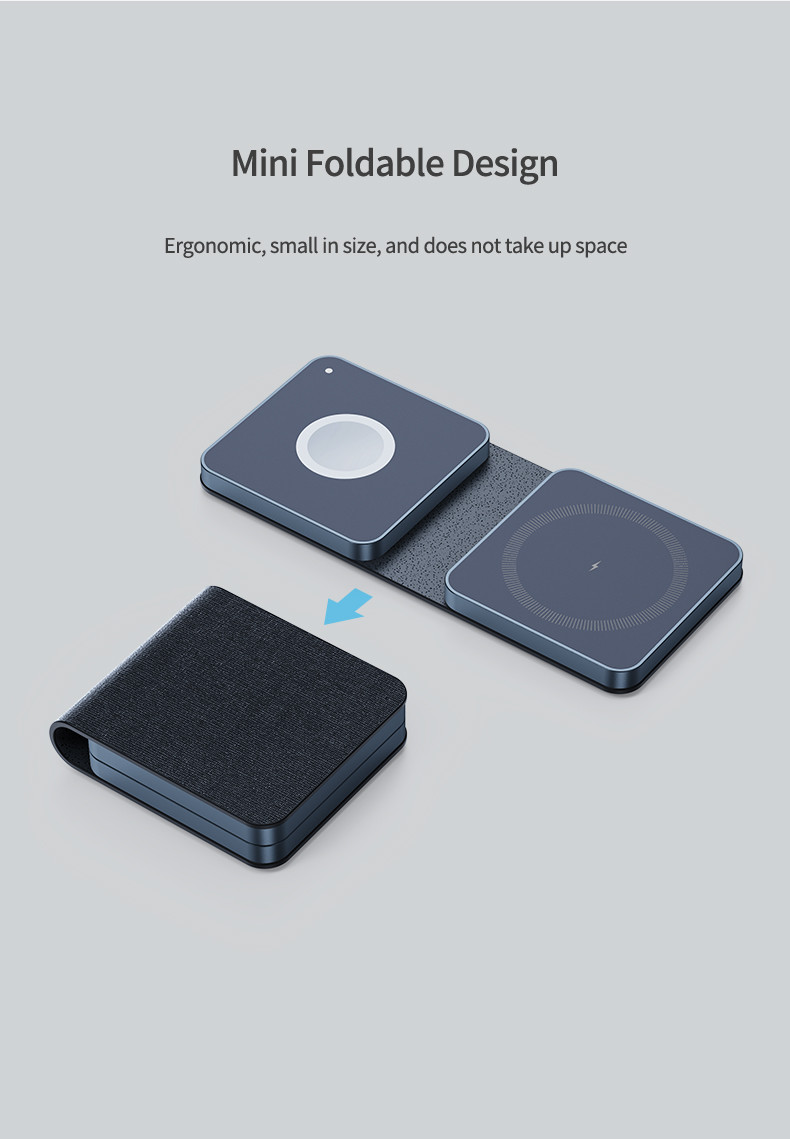 Foldable Magnetic Wireless Travel Charger for Apple Devices