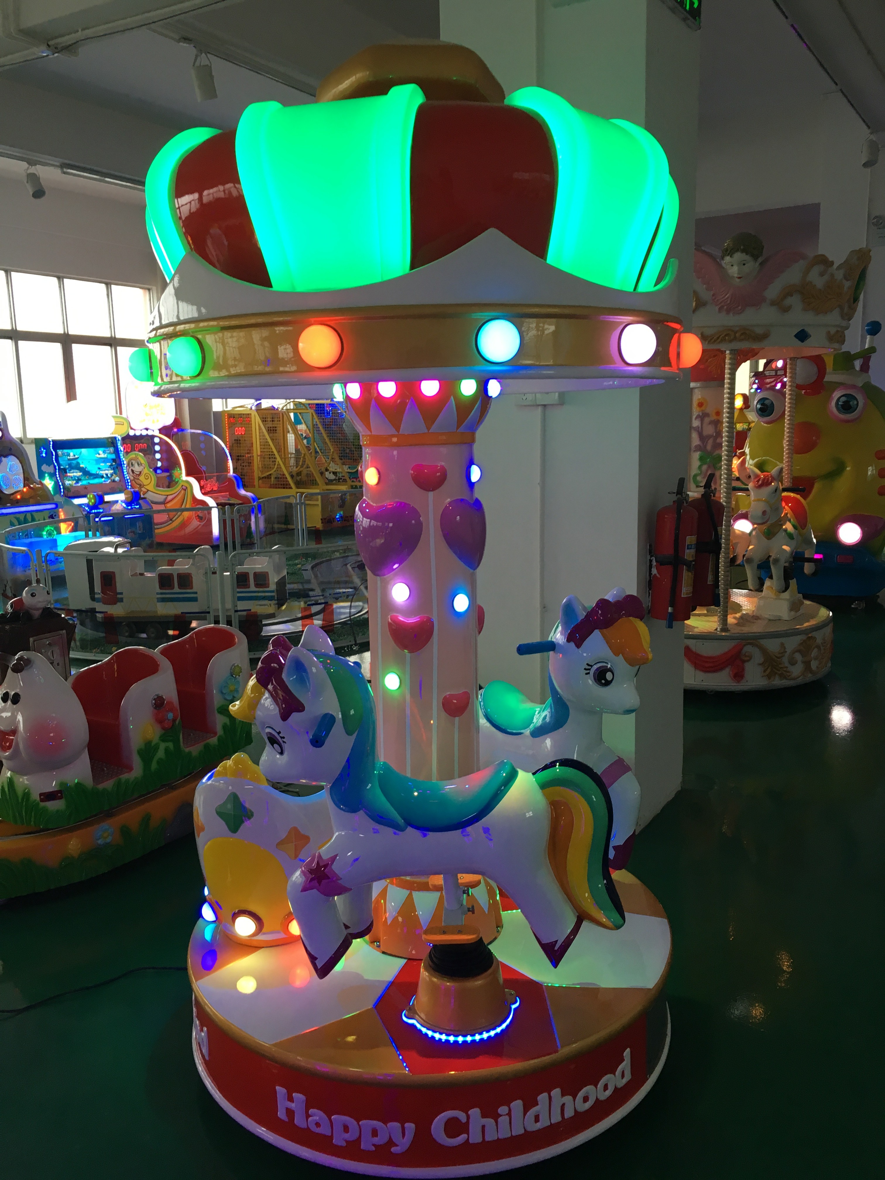 3 Players Crown Merry Go Round Kiddie Ride 450W Power Game Center Use