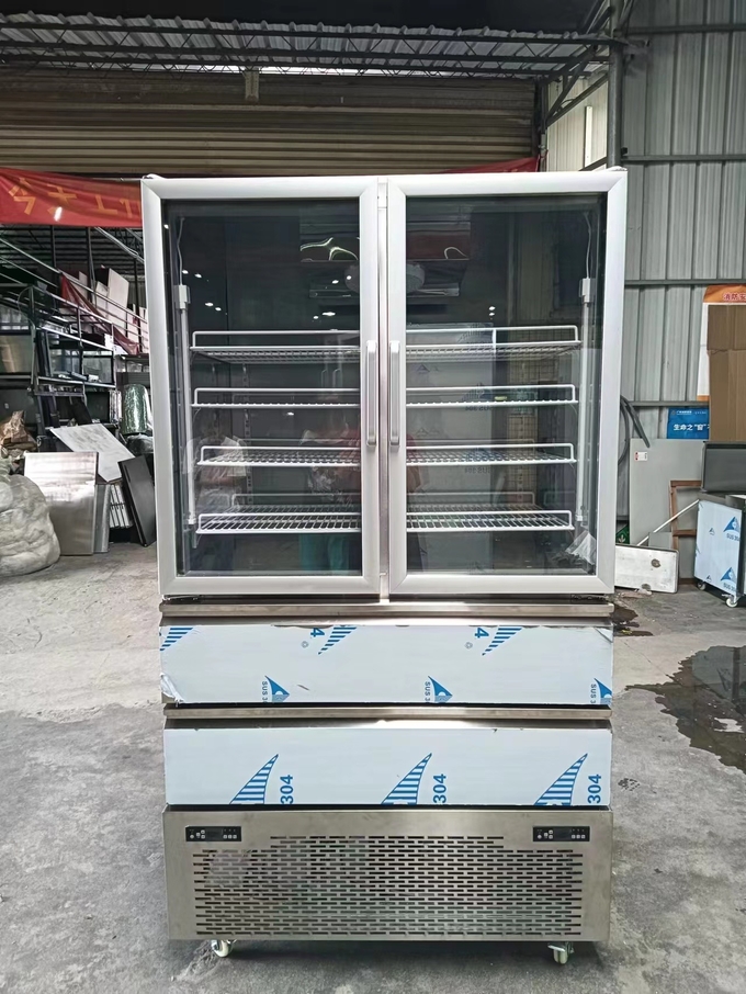 Upright Refrigerator 2 Glass Door For Freezer 2 Drawers For Chiller For Kitchen With 110V/60Hz