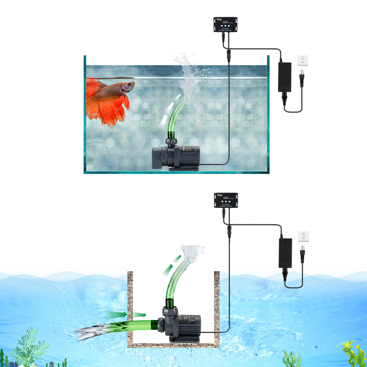 Plastic 24V DC Quiet Submersible Aquarium Pump