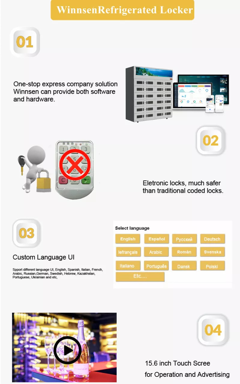 Winnsen Smart Cabinet Refrigerated Frozen Locker 60Hz Fresh Goods Market Using